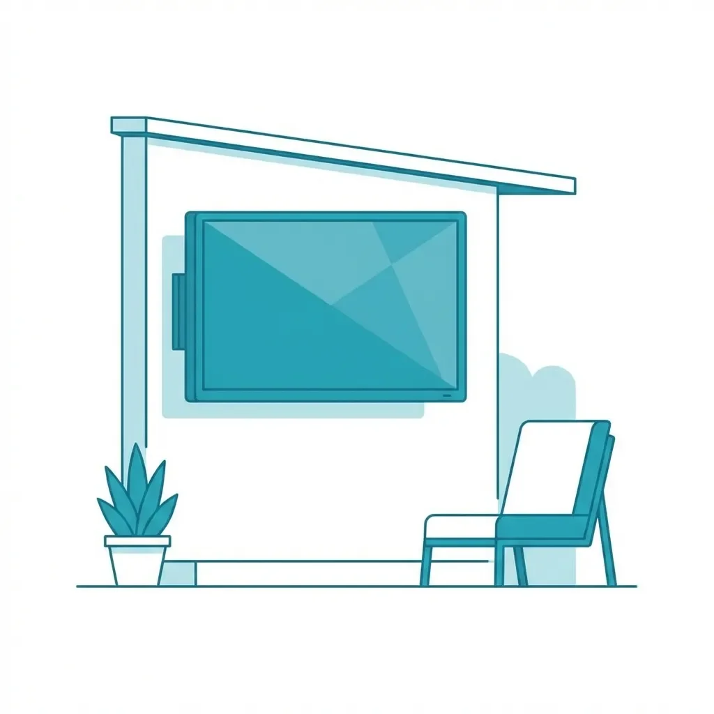 Outdoor TV mounting installation for patio and gazebo areas