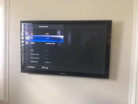 Commercial-grade TV mount installed in Fontana business office